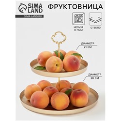 Этажерка для фруктов и десертов «Кувшинка», 2 яруса, d=21/28 см, стекло, золотая