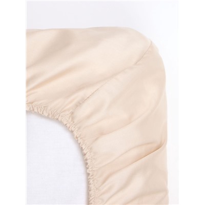 Простыня на резинке 2-спальная «Этель», 160×200+25 см, бежевая, мако-сатин