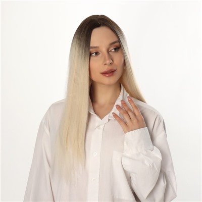 Парик искусственный, имитация кожи, 60 см, 160 г, омбре русый, блонд