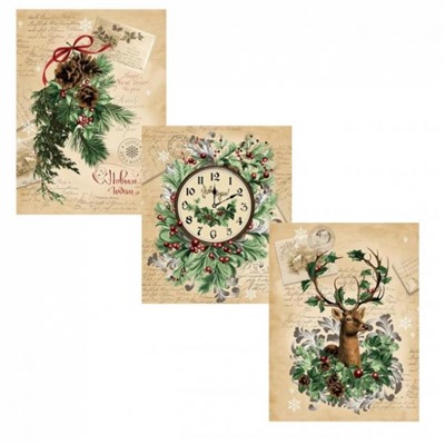 Набор 3 полотенца "Чудесное время", рогожка