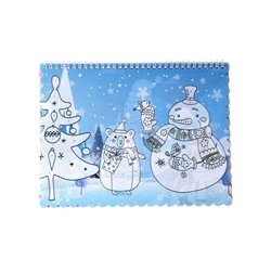 УЦЕНКА Книжка-раскраска многоразовая «Новый год» фломастеры 12 цв, 3D очки, бутылочка