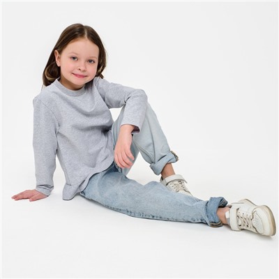 Свитшот для девочки с воланом KAFTAN: Basic line, серый, размер 34 (122-128 см)