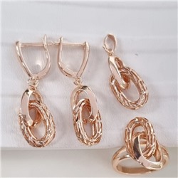 Комплект ювелирной бижутерии коллекция "Дубай" серьги, кулон и кольцо 17 р, покрытие позолота, арт.213.949-17