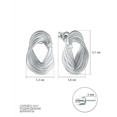 Серьги-пусеты из серебра с фианитами родированные 925 пробы С50262_001р