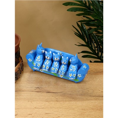 Сувенир «Кошачье семейство», 20×5×10 см, дерево, синий