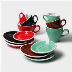 Кофейная пара Magistro Coffee time, 2 предмета: чашка 180 мл, блюдце d=14.5 см, фарфор, бирюзовая