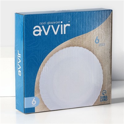 Тарелки Avvir «Дива», d=23 см, набор 6 шт., стеклокерамика, белые