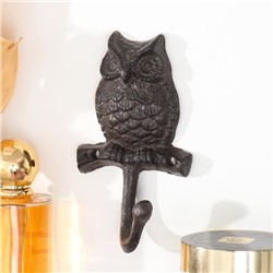 Настенный крючок декоративный «Филин», чугун, панно-ключница, 12×7×3 см