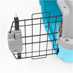 Переноска для животных «Неон», 48×32×29.5 см, вес до 12 кг, пластик, серая, голубая