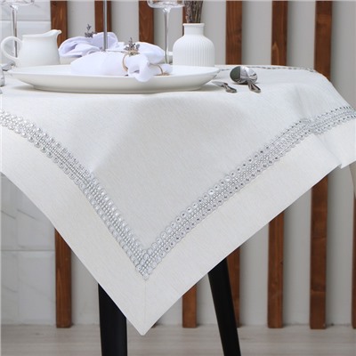 Скатерть «Этель» со стразами, 85×85±5 см, цвет молочный