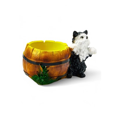 Фигурное кашпо для цветов «Котёнок с бочкой», 500 мл, 23×14×15 см, гипс