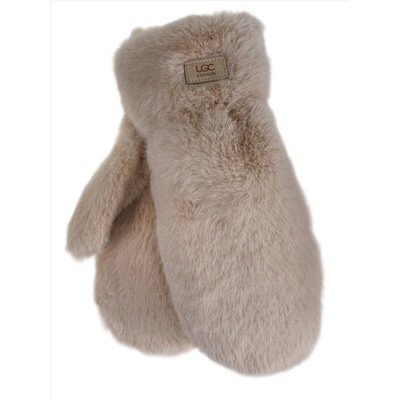 Зимние меховые женские варежки,  цвет  бежевый