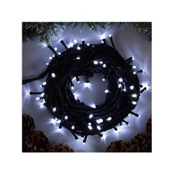 Гирлянда «Нить» 10 м, IP44, УМС, тёмная нить, 100 LED, свечение белое, 220 В