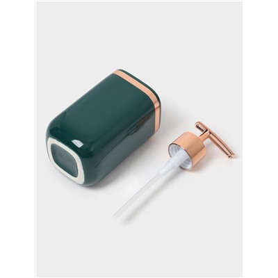 Набор аксессуаров для ванной комнаты Доляна «Богемия», 3 предмета, мыльница, дозатор, стакан, тёмно-зелёный