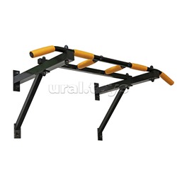 Турник треххватный (крепеж к стене) черный с желтыми ручками ВБ