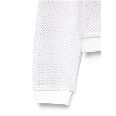 Жакеты CONTE LJ 1133 Белый фактурный бомбер в сеточку на молнии