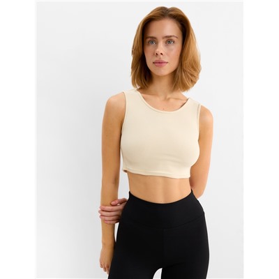 Топ с сеткой женский MINAKU: Casual Collection, ваниль, размер 40