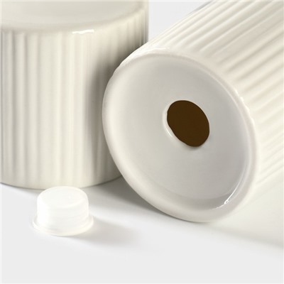 Набор для специй BellaTenero «Эстет. Грани», солонка, перечница 100 мл, на бамбуковой подставке, фарфор, белый