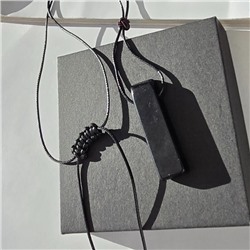 Подвеска на шнурке из натурального камня Обсидиан, 1023, арт.218.209