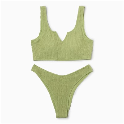 Купальник раздельный фактурный MINAKU, размер 42, зелёный