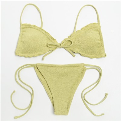 Купальник раздельный с завязками женский MINAKU, размер 44, зелёный