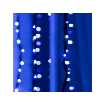 Гирлянда «Водопад» 2×1.5 м, IP44, тёмная нить, 400 LED, свечение бело-синее, 8 режимов, 220 В