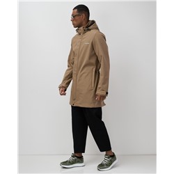 Парка спортивная мужская с капюшоном softshell бежевого цвета 9565B