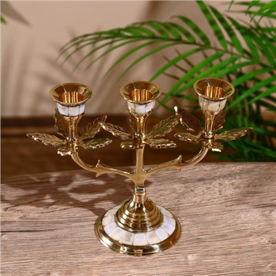 Подсвечник «Трио», 15 см, латунь, перламутр