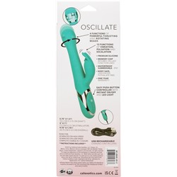Бирюзовый вибратор-кролик Enchanted Oscillate с функцией пенетрации и вращением бусин