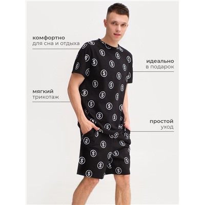 Пижама мужская KAFTAN Money, размер 52, чёрная