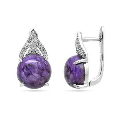 Серьги из серебра чароит, МЦВ533
