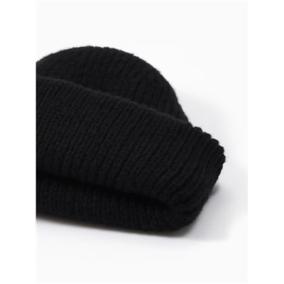 Шапка с подворотом женская MINAKU, размер 54-56, чёрная