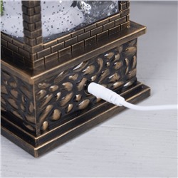 Светодиодная фигура «Фонарь со снеговиком» 10.3×31×10.3 см, пластик, от батареек ААх3, USB, свечение тёплое белое