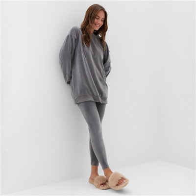 Костюм женский (свитшот, легинсы) KAFTAN Plushy, размер 48-50, серый