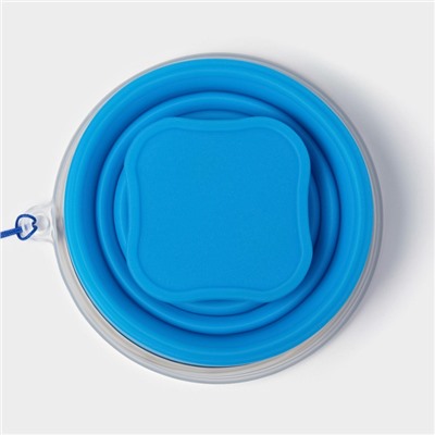 Стакан силиконовый складной с крышкой Доляна «Айли», 200 мл, 8.5×9 см, цвет синий