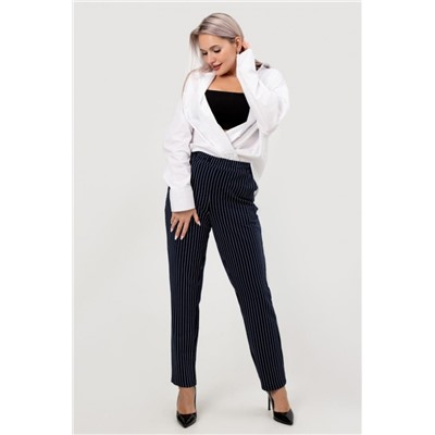 Брюки Силуэт полоска (Темно-синий/голубая полоска)