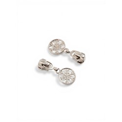 Бегунок для металлической молнии, №5, «Снежинка», 10 шт., цвет никель