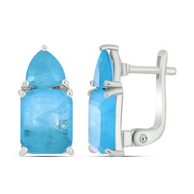 Серьги, турмалин лазурный выращ., Эмилия