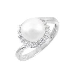 Кольцо из серебра жемчуг, км047
