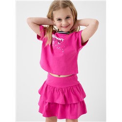 Комплект трикотажный для девочек: джемпер (футболка), юбка-шорты
