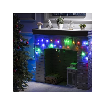 Гирлянда «Бахрома» 1.8×0.5 м, IP20, прозрачная нить, 48 LED, свечение мульти, 8 режимов, 220 В