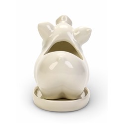 Декоративный горшок для цветов «Поросёнок», керамический, 150 мл, 12×6×10 см, с поддоном, белый, Greengo