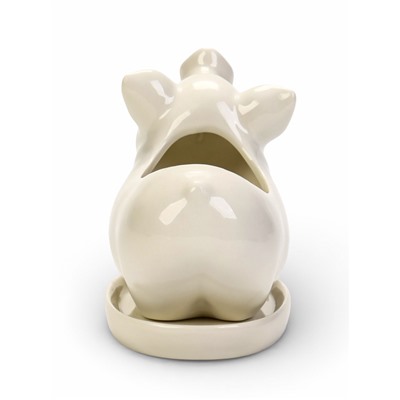 Декоративный горшок для цветов «Поросёнок», керамический, 150 мл, 12×6×10 см, с поддоном, белый, Greengo