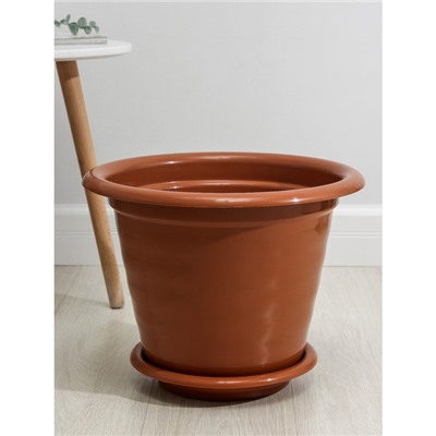 Горшок для цветов с поддоном «Виола», 16 л, пластиковый, коричневый