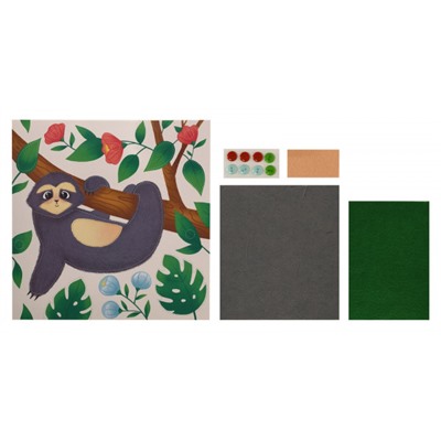 Аппликация из фетра и пуговиц 20х20 см "ВЕСЕЛЫЙ ЛЕНИВЕЦ" 3+ АФПКМ-ЛЖ Каляка-Маляка