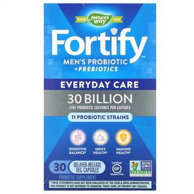 Nature's Way, Fortify Men's 30 Billion Probiotic, 30 Vegetarian Capsules