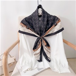 Платок шелковый на голову и шею весенний, мультицвет