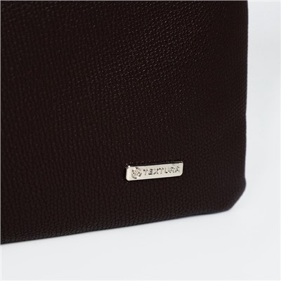 Сумка планшет мужская TEXTURA на молнии, наружный карман, 22×1×25 см, коричневая