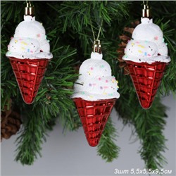 Новогоднее украшение Мороженое 3 штуки 4,5х9,5 см / WF-206 /уп 192/
