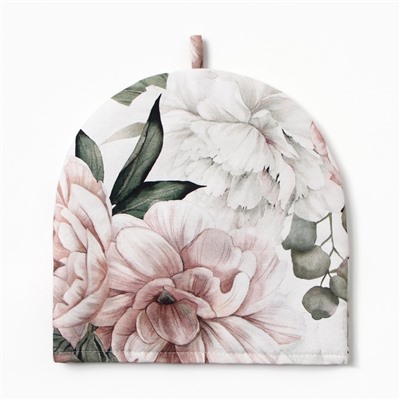 Грелка на чайник Этель «Пионы» 28×28 см, 100% хлопок., 190 г/м²